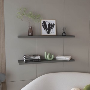 Vynxaria Modern Floating Shelves Set of 2, 47" Wide, Matt Gray, Ideal for Wall Decor, Bedroom, Bathroom, Living Room - 1 of 4