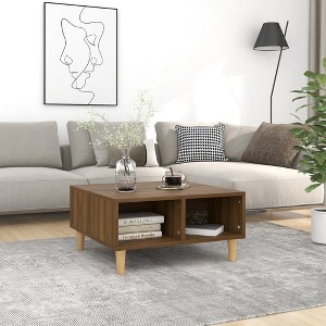 Clihome 23.6" Square Scandinavian Design Coffee Table,Storage Coffee Table with Open Shelf - 1 of 4