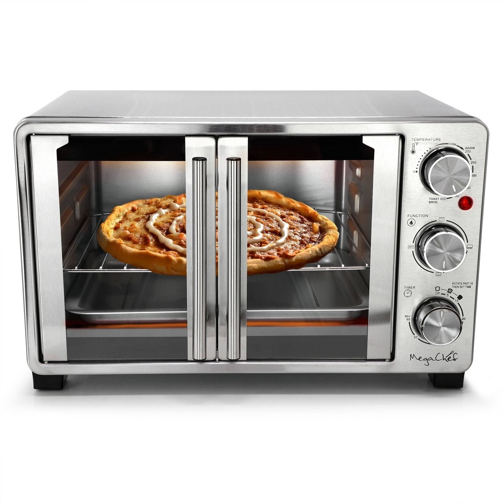 Photos - Mini Oven MegaChef 25L French Door Multi-Function Electric Toaster Oven Silver 