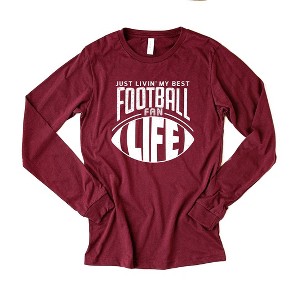 Simply Sage Market Women's  Just Livin' My Best Football Fan Life Long Sleeve Graphic Tee - 1 of 2