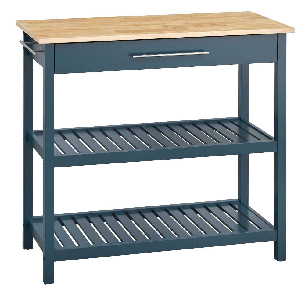 Photos - Other Furniture Rubin Kitchen 2-Tier Cart Midnight Blue/Natural - Buylateral
