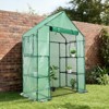 Aoodor Walk-in Greenhouse with Mesh Side Windows and 3 Tier 4 Shelves, 4.7×2.5×6.4 ft  Outdoor Garden Plant House with Durable PE Cover - 2 of 4