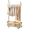 Freestanding Clothes Rack w/ Storage Basket & Hooks - Mobile Multi-Functional Hanging Rack w/ Wheels for Bedroom, Living Room - 2 of 4