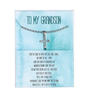 Dicksons To My Grandson Cross Cutout Silver 18 Inch Stainless Steel Necklace On Presentation Card - 1 of 4
