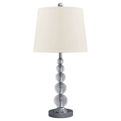Set of 2 Clear Crystal Table Lamps with Silver Base