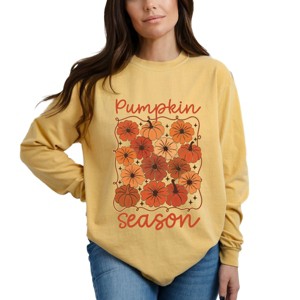 Simply Sage Market Pumpkin Season Floral Garment Dyed Long Sleeve - 1 of 4