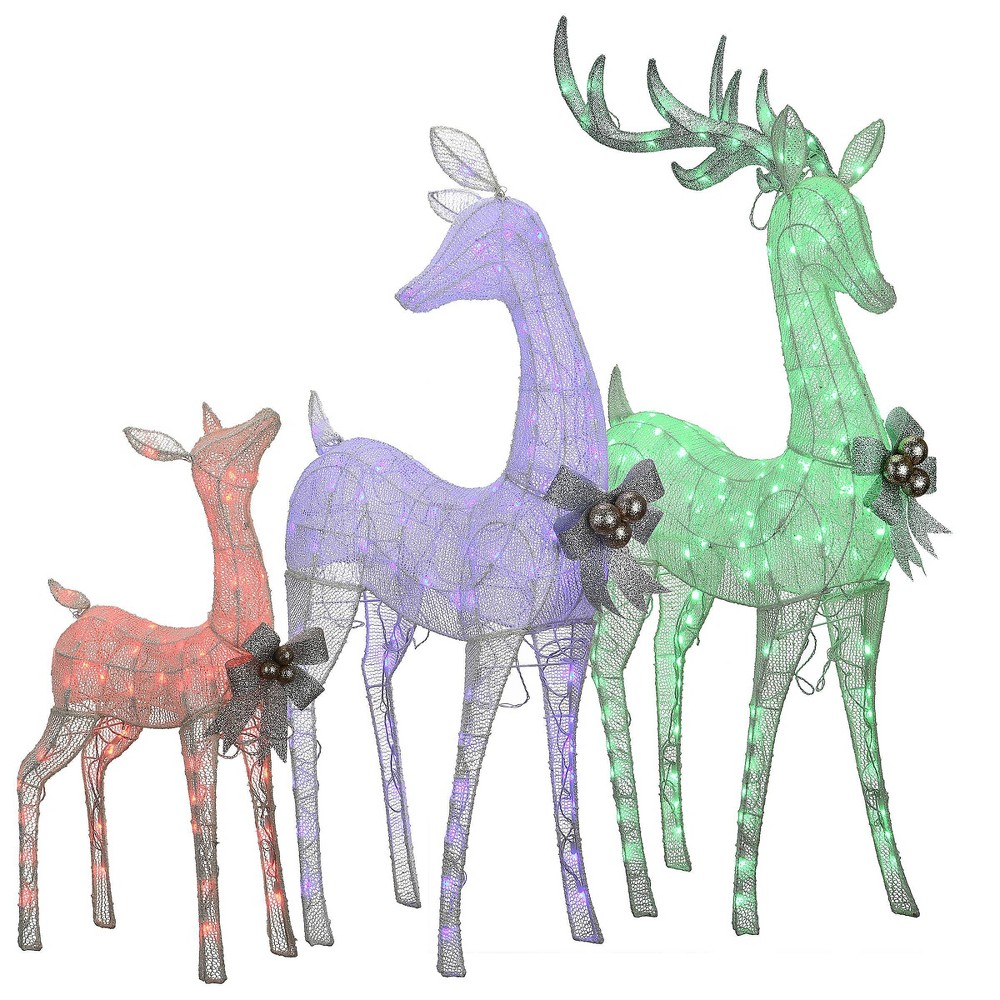 Photos - Garden & Outdoor Decoration National Tree 3pc LED Mesh Fabric Deer Family Novelty Sculpture Light Multicolor - Natio 