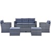 SKRAN 6 Piece Outdoor All-Weather PE Rattan Wicker Sectional Patio Sofa Set with coffee table, wicker sofas, ottomans, removable cushions,Gray - 4 of 4