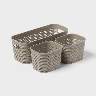 3pk Wave Assorted Decorative Basket Gray 5L Narrow 2c - Brightroom™