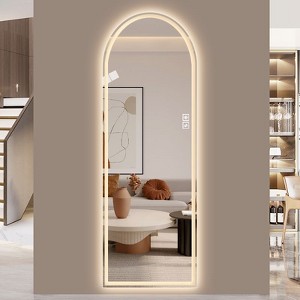 65"x21" Arch LED Full Length Mirror: Dimmable, High-Def, Explosion-Proof, Standing/Wall-Mounted - 1 of 4