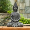 LuxenHome 21.75" Gray MgO Meditating Buddha Garden Statue - 2 of 4