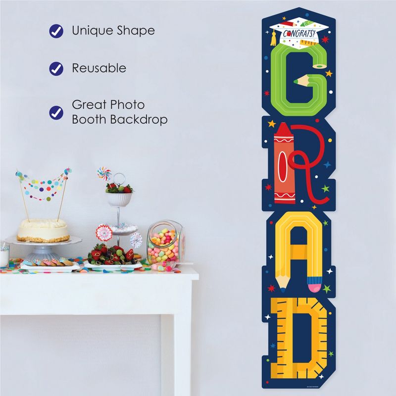 Big Dot of Happiness Elementary Graduation Banner - Vertical Shaped Banner Decorations, 3 of 10