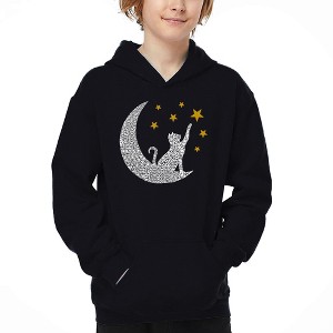 LA Pop Art Cat Moon - Boy's Word Art Hooded Sweatshirt - 1 of 4