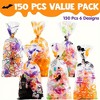 Joyfy 150Pcs Halloween Cellophane Rectangle Treat Bags,Halloween Decorations in 6 Design,Clear Candy Cookie Bag for Kids Classroom Party Supplies - 2 of 4