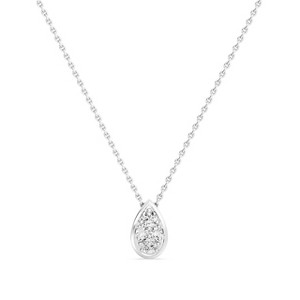 GILDED Lab Diamond (SI1-SI2 Clarity, F-G Color) and Sterling Silver Round & Pear Shape Pendant with 18 inch Cable Chain and Spring Ring Clasp - 1 of 4