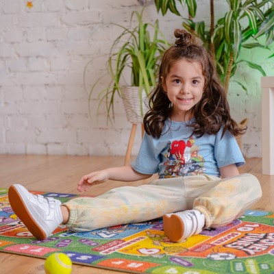 Looney Tunes Educational Hopscotch Kids Rug with ABCs and Numbers