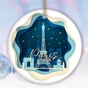 Eiffel Tower Paris at Night Scene in 3D Paper Art Gift Christmas Ornament| OrnamentallyYou - 1 of 4