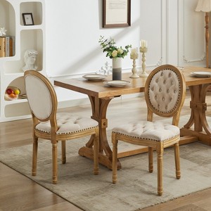 CAVINAS Dining Chairs Kitchen Chairs Set of 2 Stool with Wood Legs Hand-pulled Buckle Decoration for Kitchen - 1 of 4
