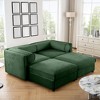 Stylish White Chenille 2-Seater Sofa with 2 Ottoman Storage Seat, Cylindrical Backrest and Armrests - 2 of 4