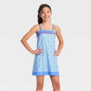 blue gingham dress with cherries Girls' Printed Athletic Dress