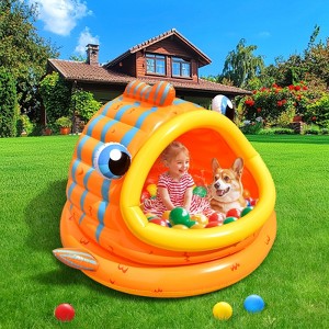 Inflatable Baby Pool with Shade, Kids Blow Up Pool with Canopy, Kiddie Pool for Indoor Outdoor Summer Swimming Floats for Toddler 3-48 Months - 1 of 4