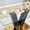 NicBex 63" Modern Rectangular Glass Dining Table Tempered Glass Tabletop with MDF slab V-Shaped Bracket for Kitchen - 4 of 4