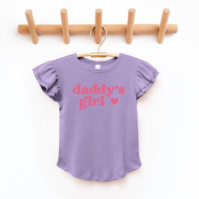 The Juniper Shop Daddy's Girl Heart Toddler Flutter Sleeve Tee