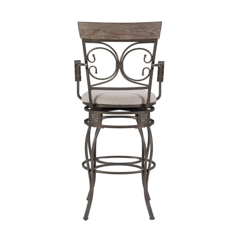 Nora Big and Tall Swivel Faux Leather Counter Height Barstool with Arms Pewter - Powell, 6 of 12