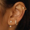 3Pairs 925 Sterling Silver, 14K Gold Plated Small Huggie Hoop Earrings Sets for Multiple Piercing CZ Cartilage Earrings Stacks - 3 of 4