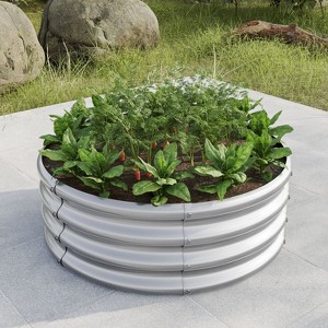 Kelly 32.08''x11.4" Metal Patio Round Planter Box, Raised Garden Bed for Vegetables, Flowers, Outdoor Furniture - The Pop Home - 1 of 4