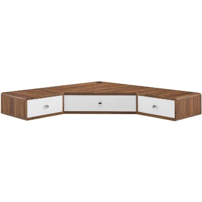 Mid-Century 47" Walnut Wall-Mounted Office Desk with Drawers
