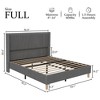 Full Size Corduroy Upholstered Bed Frame, 50.4" Full Bed Frame with Wingback Headboard, No Box Spring Needed, Wooden Slats, Noise Free, Beige - 2 of 4