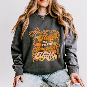 Simply Sage Market Coquette Take Me To The Pumpkin Patch Lightweight Garment Dyed Sweatshirt - 1 of 4