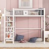 Twin Size Metal Loft Bed with 4-Tier Shelves and Storage, Black - 2 of 4