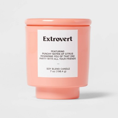 7oz Coral Exterior Painted Glass with Glass Lid Extrovert Peach Candle Orange - Room Essentials™