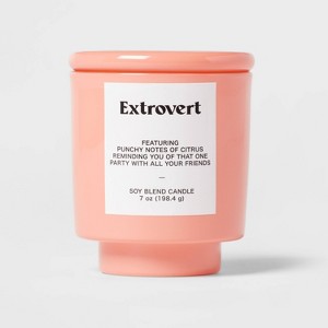 7oz Coral Exterior Painted Glass with Glass Lid Extrovert Peach Candle Orange - Room Essentials™ - 1 of 3