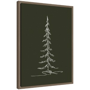 Kate & Laurel All Things Decor Sylvie Framed Canvas Minimalist Evergreen Trees Sketch 1 Green by the Creative Bunch - 1 of 4