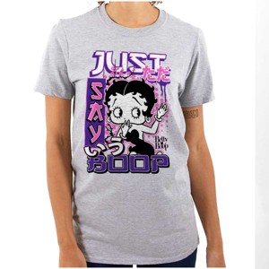 Kanji Style Cartoon Just Say Boop Womens Graphic T Shirt Tees Brisco Brands - 1 of 2