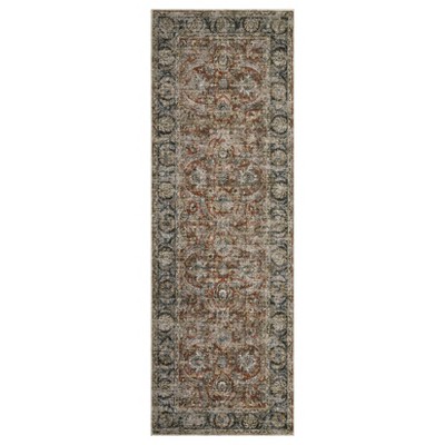 Vintage Rug for Living Room, Washable Floral Bedroom Rug, Soft Low Pile Floor Cover for Dining Room Office