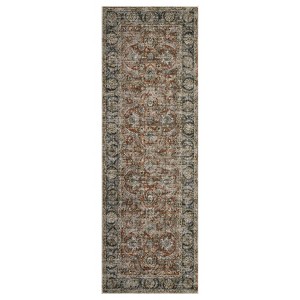 Vintage Rug for Living Room, Washable Floral Bedroom Rug, Soft Low Pile Floor Cover for Dining Room Office - 1 of 4