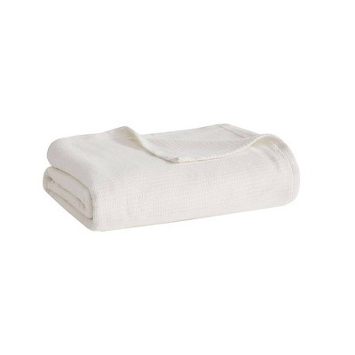 King Freshspun Basketweave Cotton Bed Blanket Cream