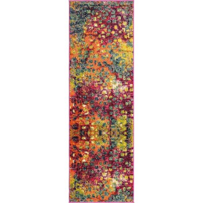 Colorful Abstract Synthetic Indoor Runner Rug
