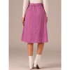 Allegra K Women's High Waist Solid Button Front A-Line Belted Corduroy Midi Skirt - 4 of 4