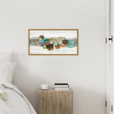 Multicolored Abstract Stones Canvas Wall Art with Maple Frame