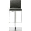 Whiteline Modern Living Clay Barstool Grey adjustable height and square stainless steel base. - 2 of 3