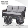 POCASSY 5 Piece Outdoor Conversation Furniture Set Wicker Sofa Seating Group with Cushions for Backyord, Garden, Pool - 3 of 4