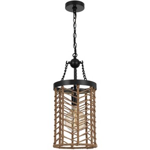 Cal Lillington 60W Metal Pendant Light with Burlap Roped cage - 1 of 4