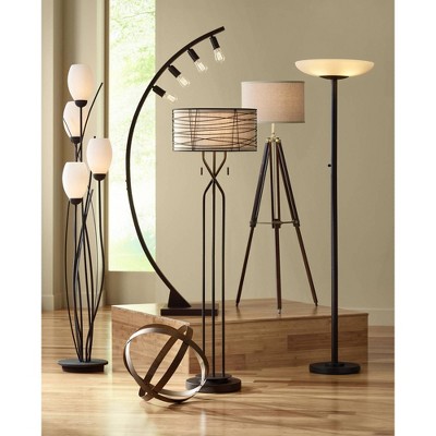 Oil Rubbed Bronze Torchiere Floor Lamp with Frosted Glass Shade