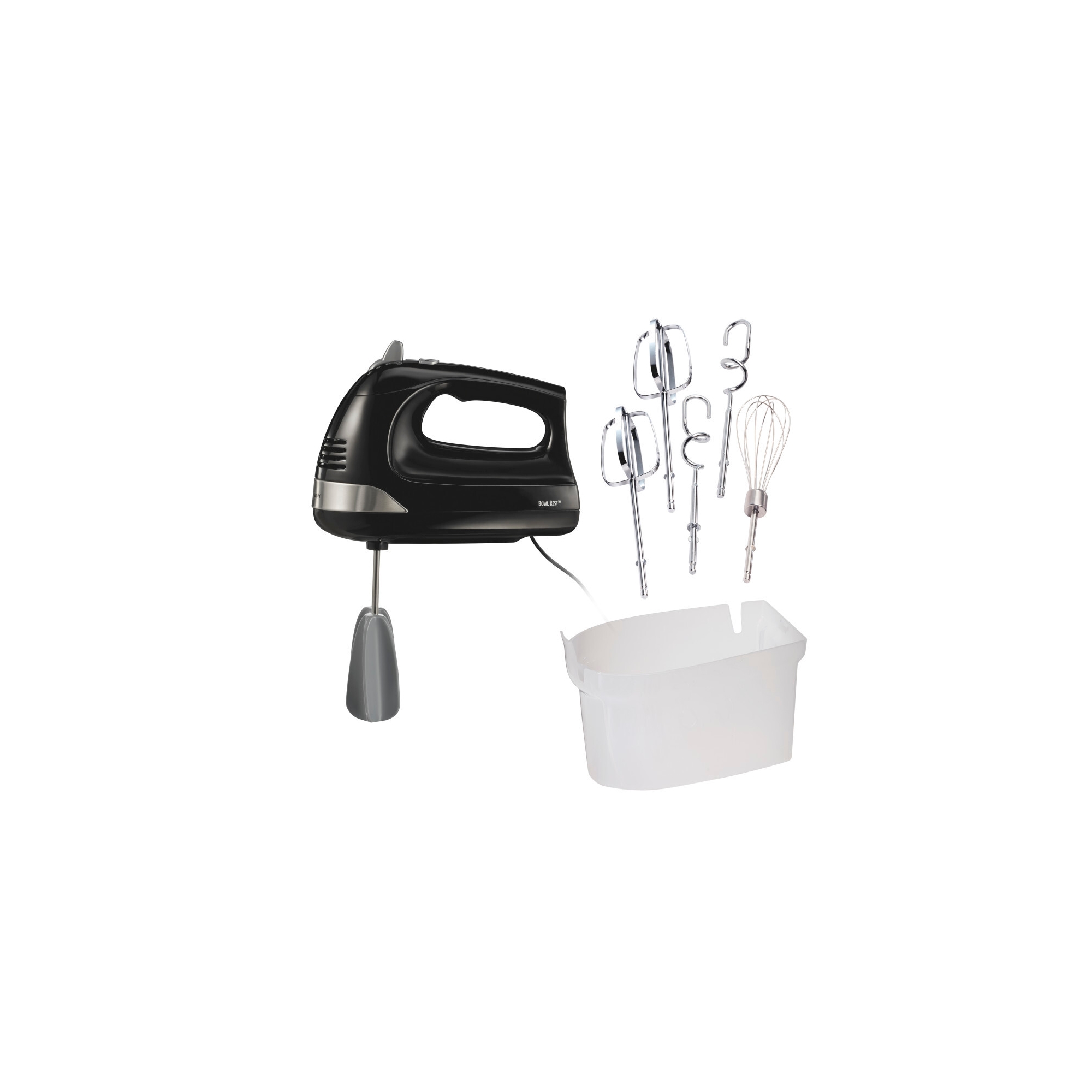 Hamilton Beach 6 Speed Hand Mixer with Easy Clean Beaters Snap-On Case 7 Attachments Black 62639C: 275W, Dishwasher-Safe Parts