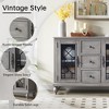 Antique White Wood 45 in. Kitchen Sideboard Buffet with 3 Storage Drawer Dining Room Cabinet Serving Wine Cupboard - 4 of 4